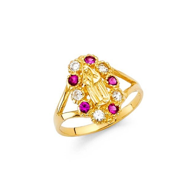 14KY CZ Our Lady of Guadalupe Babies Ring