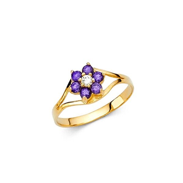 14KY CZ FEB Birth Stone Babies Ring
