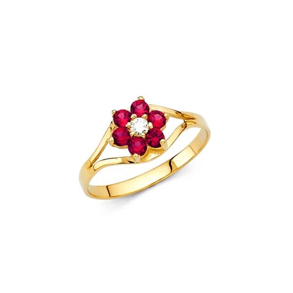 14KY CZ JUL Birth Stone Babies Ring