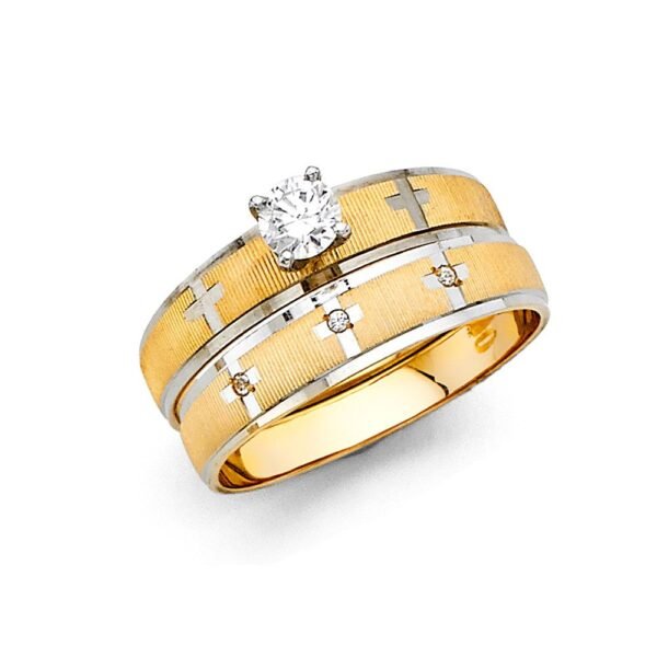 14K 2T Ladies Cz Wedding Band Only