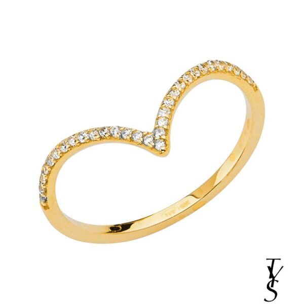 14K V-Shape Ladies CZ Band