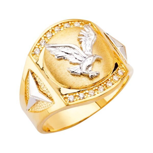 14K 2T Eagle Men's CZ Ring