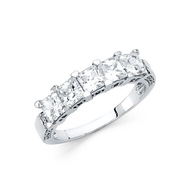 14KW CZ Ladies Wedding Band