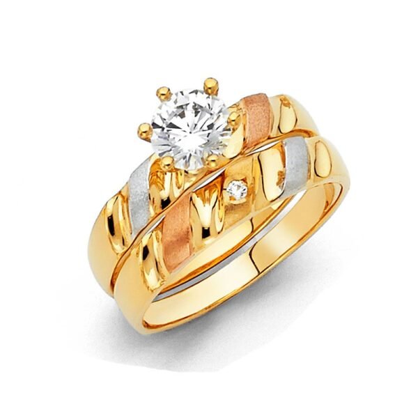 14K 3C Cz Ladies Wedding Band Only