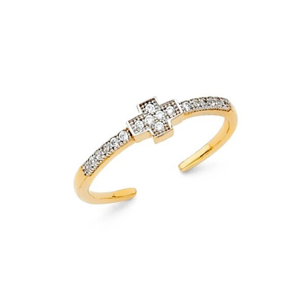 14KY Religious Cross CZ Toe Ring