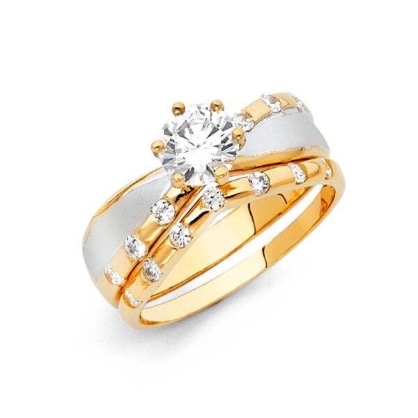 14K 2T CZ Engagement Ring Only