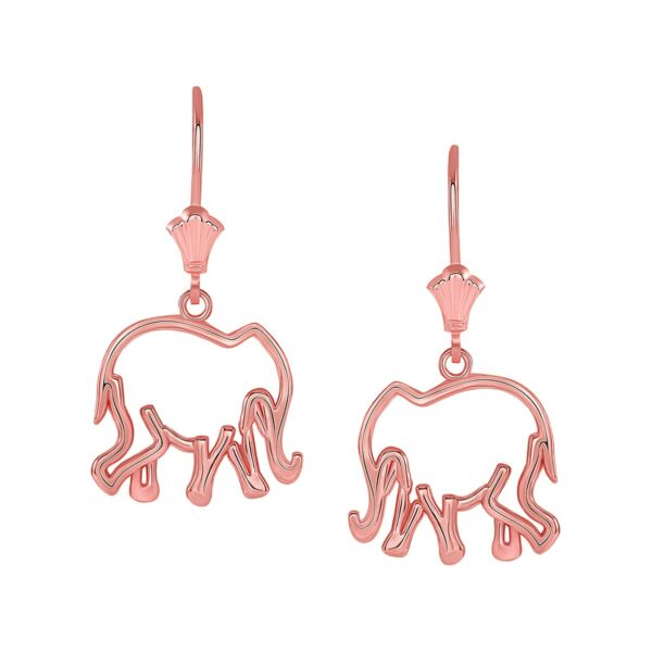 Polished Openworks Elephant Leverback Earrings In 14K Rose Gold