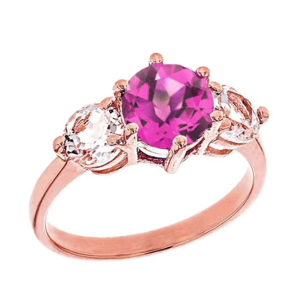 Rose Gold Lab Created Alexandrite And White Topaz Engagement/Promise Ring