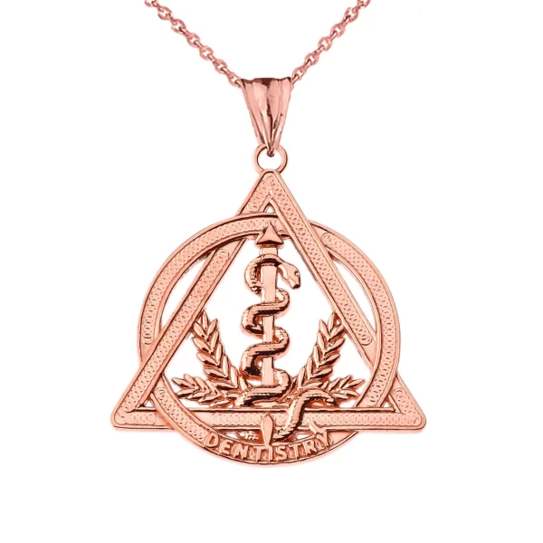 Dentistry Symbol Pendant Necklace In Rose Gold