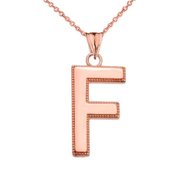 Personalized Rose Gold Milgrain Initial Pendant Necklace