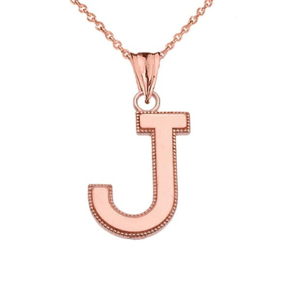 Personalized Rose Gold Milgrain Initial Pendant Necklace