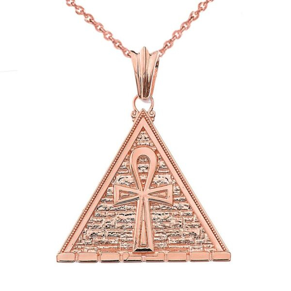 Bold Ankh Pyramid Pendant Necklace In Rose Gold - Image 2