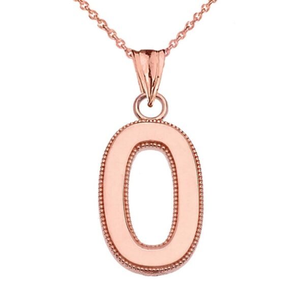 Personalized Rose Gold Milgrain Initial Pendant Necklace