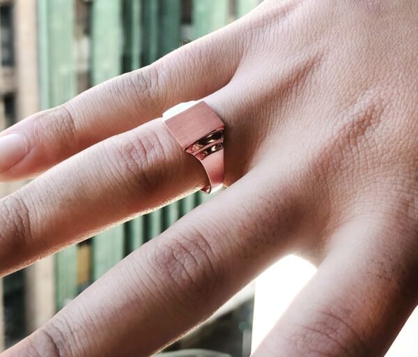 Engravable Solid Rose Gold Men's Signet Ring - Image 2