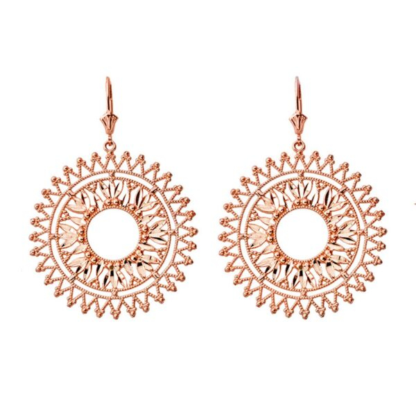 Handmade Designer Bohemian Statement Earrings In 14K Rose Gold