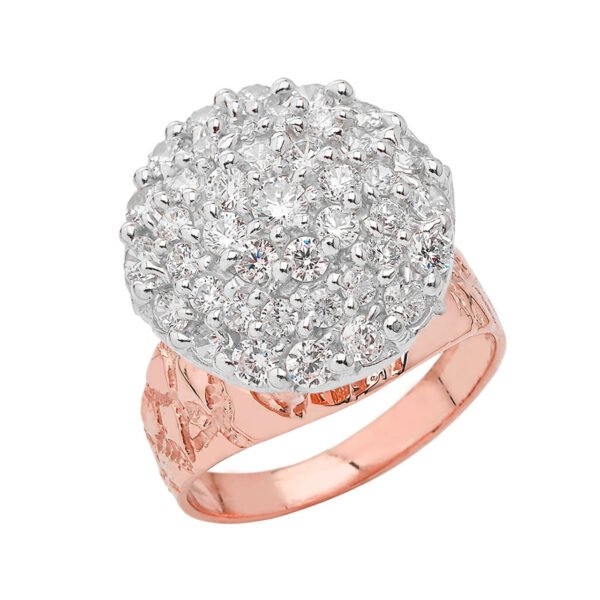 Popcorn Nugget Solitaire Ring In 10k Gold (Yellow/Rose/White) - Image 2