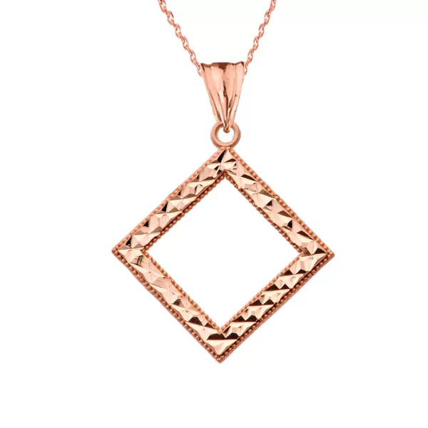 Chic Diamond Shape Pendant Necklace In Rose Gold