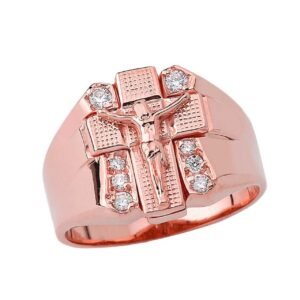Bold Crucifix Ring In Rose Gold