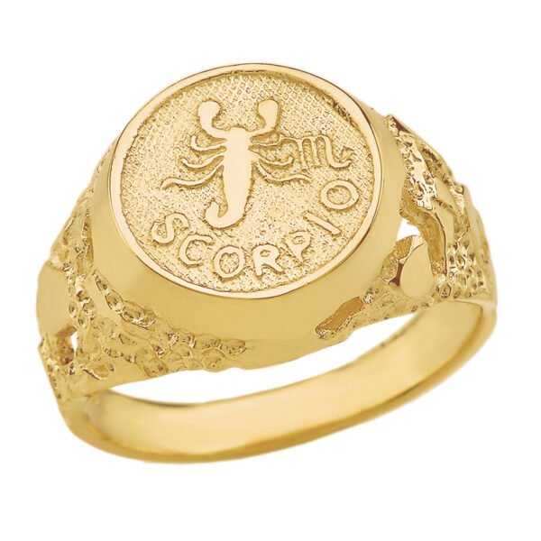Yellow Gold Scorpio Zodiac Sign Nugget Ring