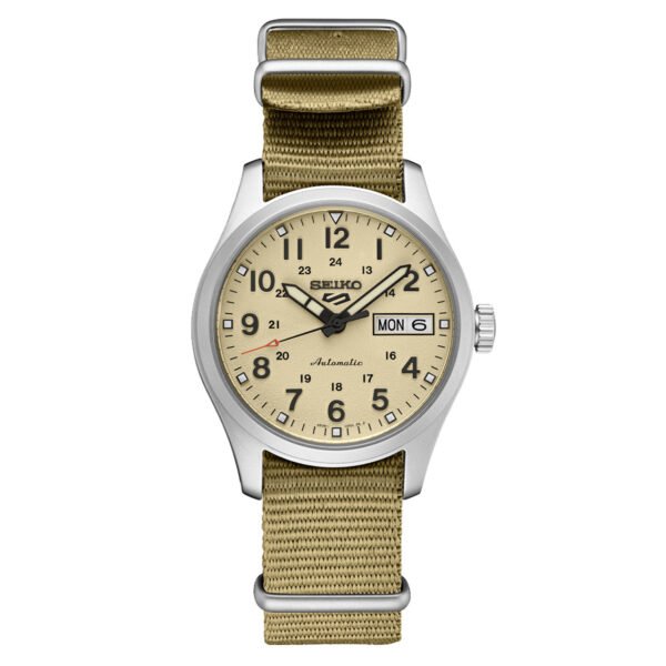 Seiko 5 SRPJ83 - Sports Automatic 36mm Watch with Beige Dial
