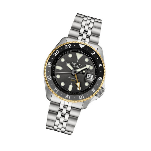 Seiko 5 Sports Automatic GMT Watch with Grey Dial and Gold Accents #SSK021 - Image 2