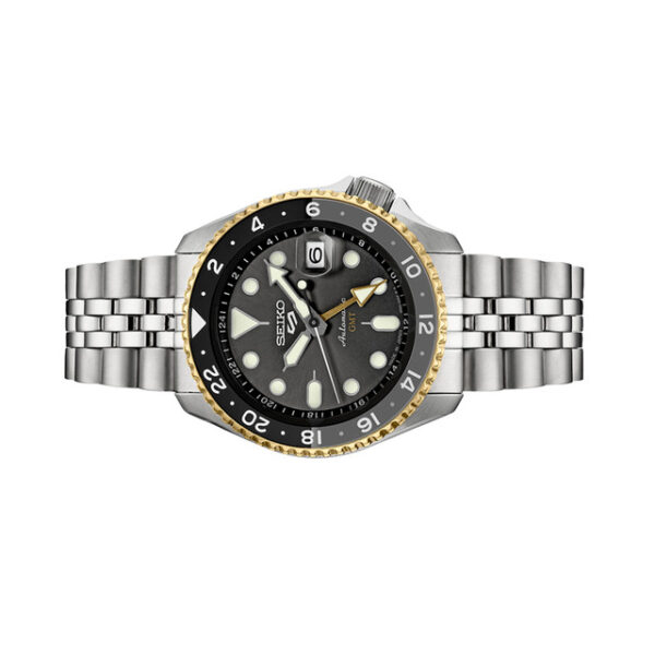 Seiko 5 Sports Automatic GMT Watch with Grey Dial and Gold Accents #SSK021 - Image 3