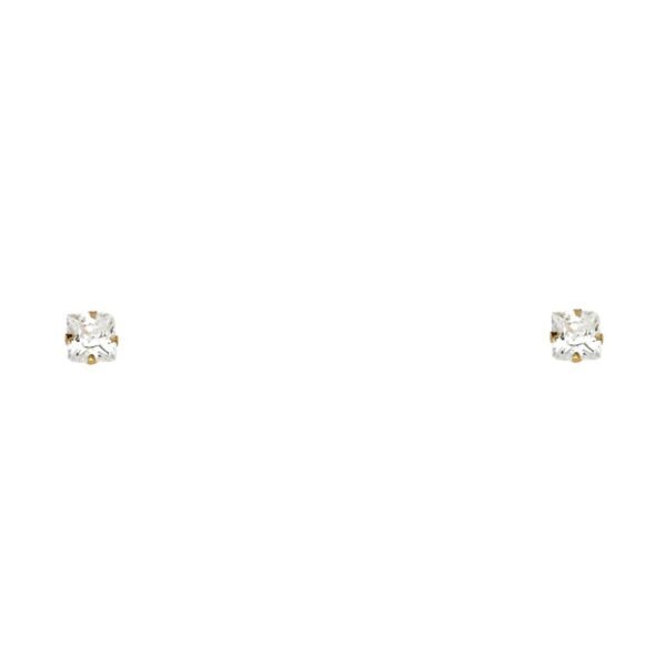 14KY 3mm SQ Stamp Stud Earrings w/Screw