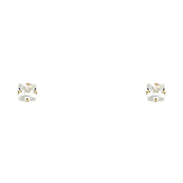 14KY 4mm SQ Stamp Stud Earrings w/Screw