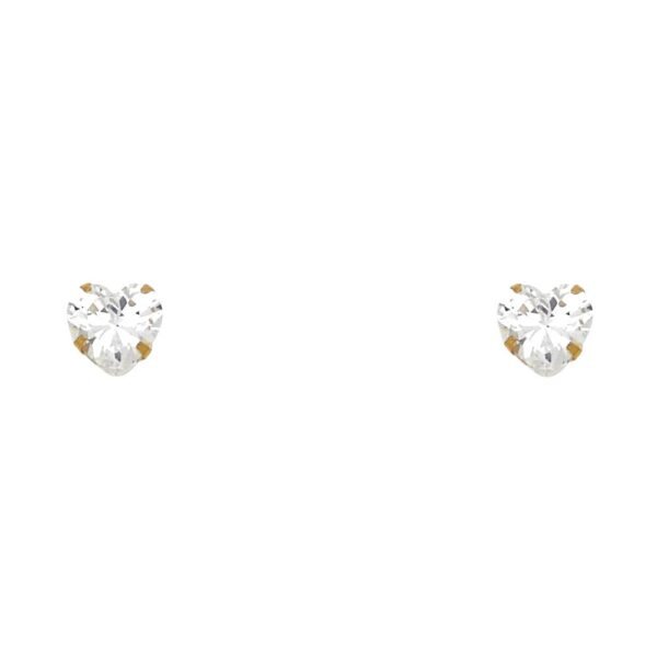 14KY 6mm Heart Stud Earrings w/Screw