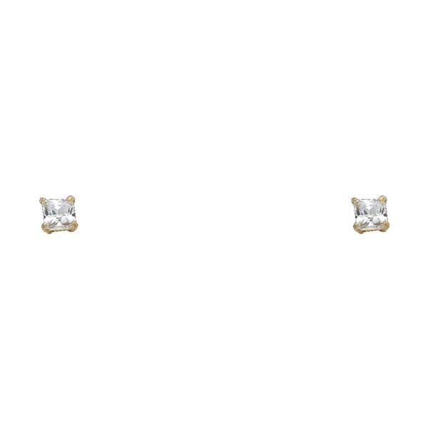 14KY 3mm SQ Basket Stud Earrings w/Screw