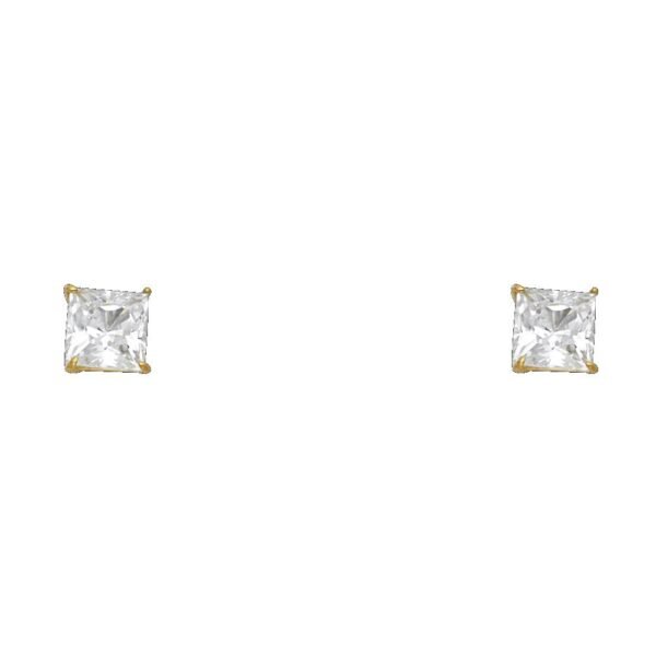 14KY 5mm SQ Basket Stud Earrings w/Screw
