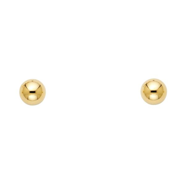 14KY 6mm Stud Ball Earrings w/Push