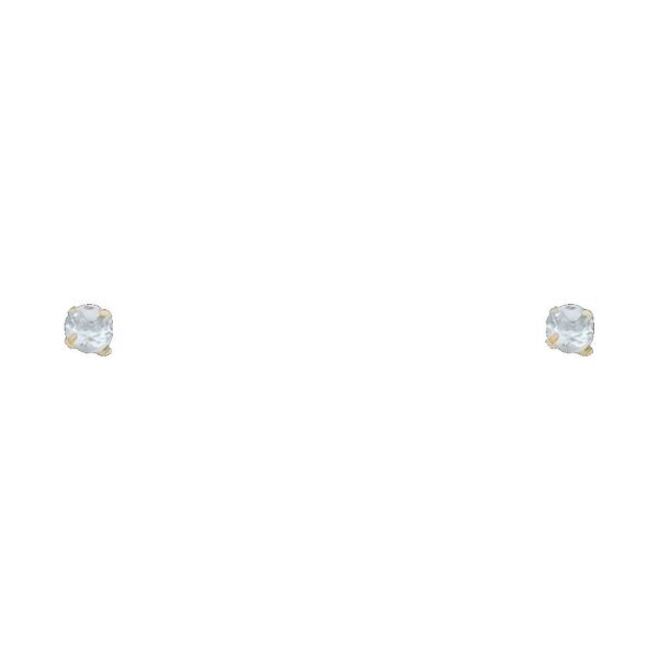 14KY 3mm RD CZ Stamp Stud Earrings w/Screw (MAR)