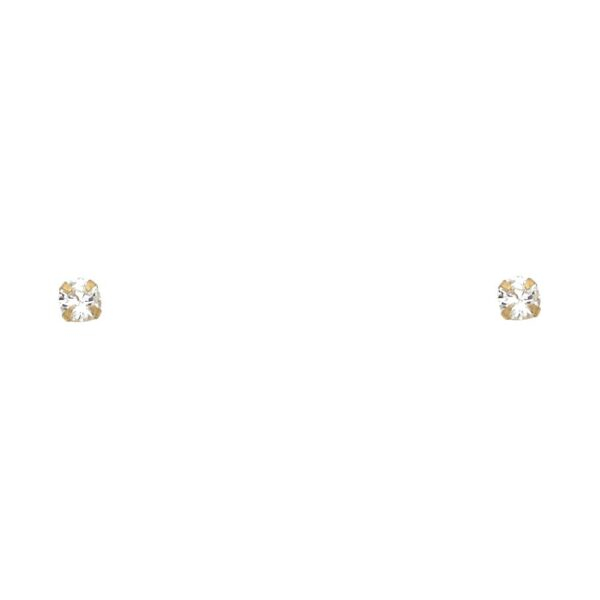 14KY 3mm RD CZ Stamp Stud Earrings w/Screw (APR)