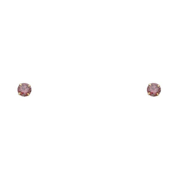 14KY 3mm RD CZ Stamp Stud Earrings w/Screw (JUN)