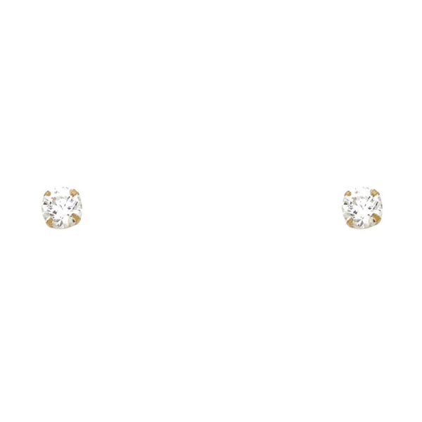 14KY 4mm RD CZ Stamp Stud Earrings w/Screw (APR)