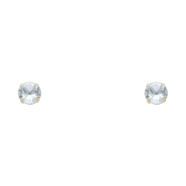 14KY 5mm RD CZ Stamp Stud Earrings w/Screw (MAR)