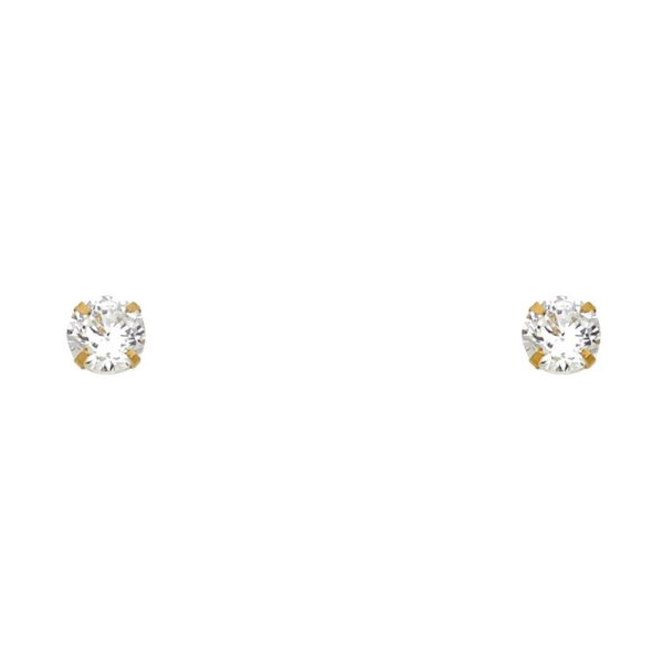 14KY 5mm RD CZ Stamp Stud Earrings w/Screw (APR)