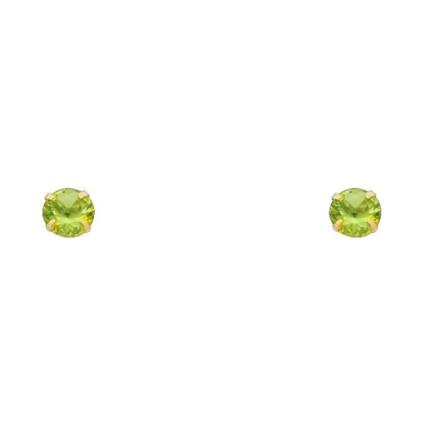 14KY 5mm RD CZ Stamp Stud Earrings w/Screw (AUG)