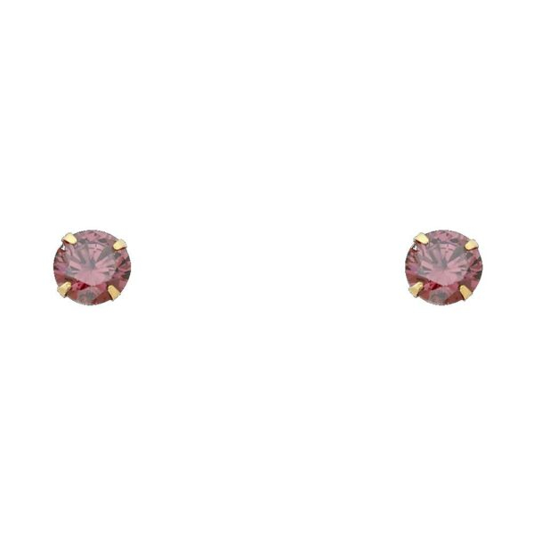 14KY 6mm RD CZ Stamp Stud Earrings w/Screw (JUN)