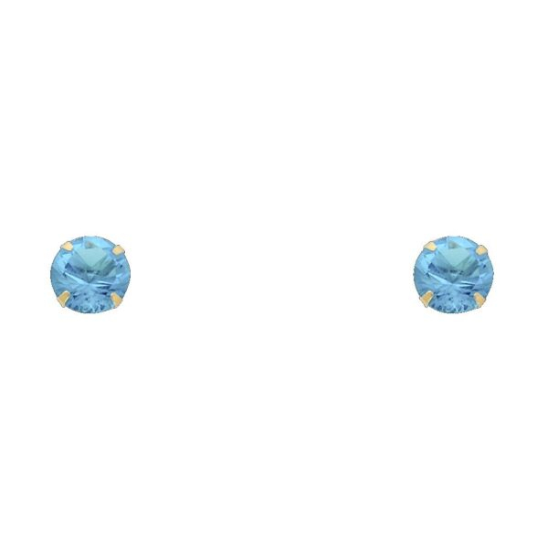 14KY 6mm RD CZ Stamp Stud Earrings w/Screw (DEC)