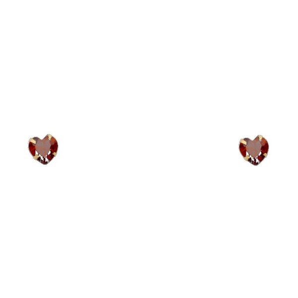 14KY 4mm Heart CZ Stamp Stud Earrings w/Screw (JAN)