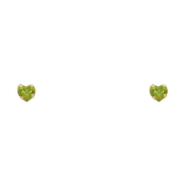 14KY 4mm Heart CZ Stamp Stud Earrings w/Screw (AUG)
