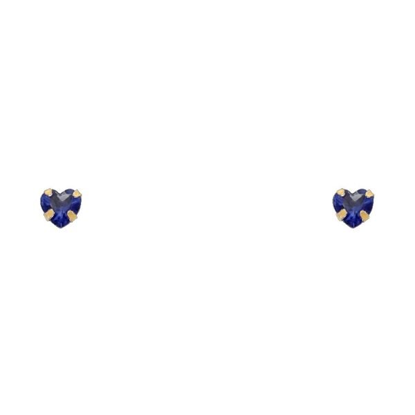 14KY 4mm Heart CZ Stamp Stud Earrings w/Screw (SEP)