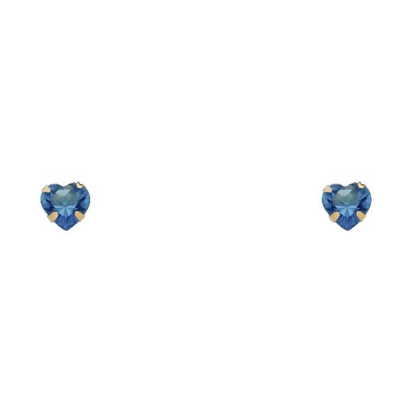 14KY 5mm Heart CZ Stamp Stud Earrings w/Screw (SEP)