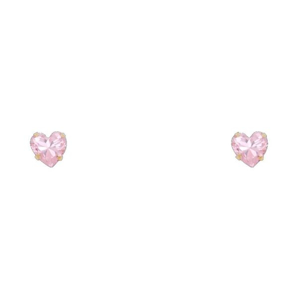 14KY 5mm Heart CZ Stamp Stud Earrings w/Screw (OCT)