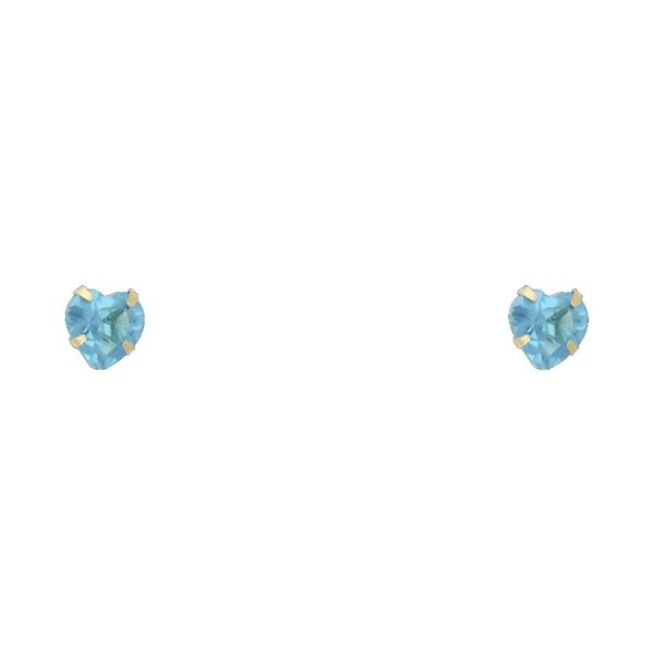 14KY 5mm Heart CZ Stamp Stud Earrings w/Screw (DEC)