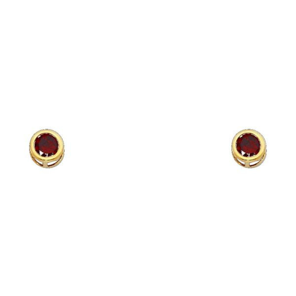 14KY 4mm RD CZ Bezel Stud Earrings w/Screw (JAN)