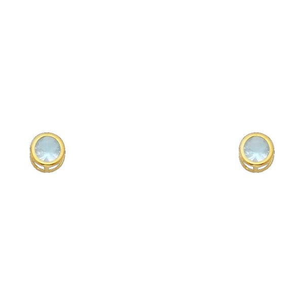 14KY 4mm RD CZ Bezel Stud Earrings w/Screw (MAR)