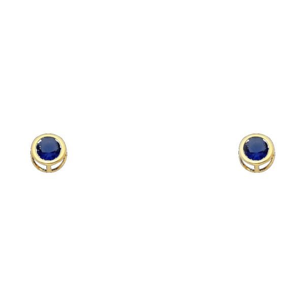 14KY 4mm RD CZ Bezel Stud Earrings w/Screw (SEP)